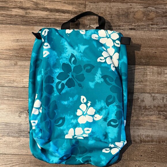 LL Bean Toiletry Bag Travel Hanging Bathroom Organizer Teal Blue Floral Aloha - Picture 4 of 9